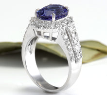 Load image into Gallery viewer, 5.15 Carats Natural Very Nice Looking Tanzanite and Diamond 14K Solid White Gold Ring