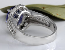 Load image into Gallery viewer, 5.15 Carats Natural Very Nice Looking Tanzanite and Diamond 14K Solid White Gold Ring
