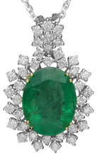 Load image into Gallery viewer, 9.00Ct Natural Emerald and Diamond 14K White &amp; Yellow Gold Pendant
