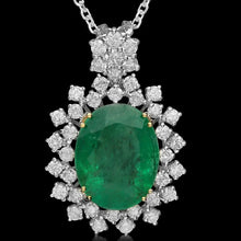 Load image into Gallery viewer, 9.00Ct Natural Emerald and Diamond 14K White &amp; Yellow Gold Pendant