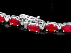 38.30Ct Natural Ruby and Diamond 14K Solid White Gold Necklace