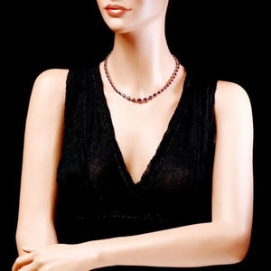 38.30Ct Natural Ruby and Diamond 14K Solid White Gold Necklace