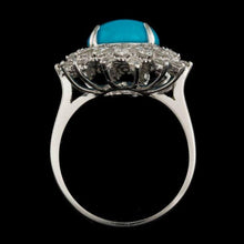 Load image into Gallery viewer, 3.90 Carats Natural Turquoise and Diamond 14k Solid White Gold Ring