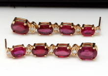 Load image into Gallery viewer, Exquisite 7.30 Carats Natural Red Ruby and Diamond 14K Solid Yellow Gold Earrings