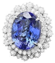 Load image into Gallery viewer, 12.80 Carats Natural Tanzanite and Diamond 18K Solid White Gold Ring