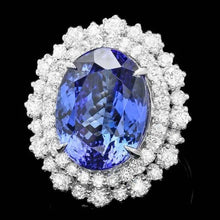 Load image into Gallery viewer, 12.80 Carats Natural Tanzanite and Diamond 18K Solid White Gold Ring