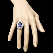 Load image into Gallery viewer, 12.80 Carats Natural Tanzanite and Diamond 18K Solid White Gold Ring