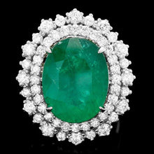 Load image into Gallery viewer, 9.10ct Natural Emerald &amp; Diamond 14k Solid White Gold Ring