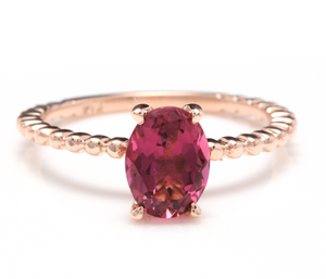 1.40 Carats Exquisite Natural Tourmaline 14K Solid Rose Gold Ring