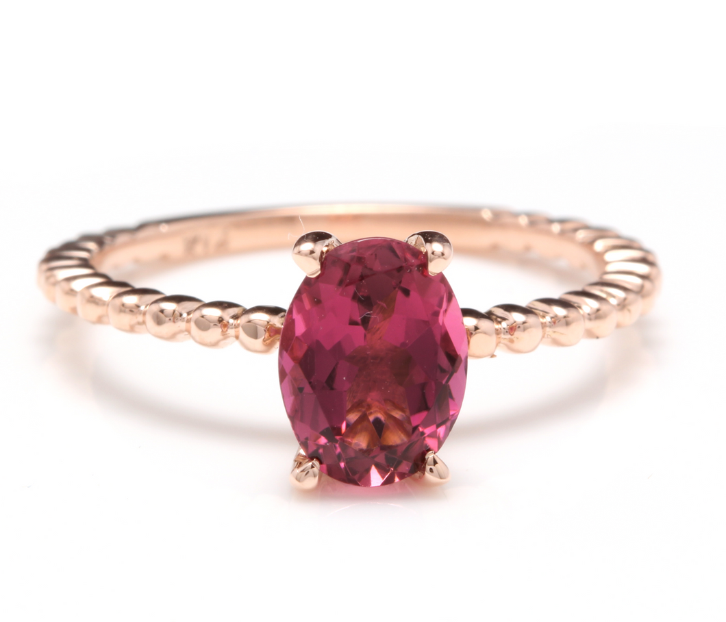 1.40 Carats Exquisite Natural Tourmaline 14K Solid Rose Gold Ring