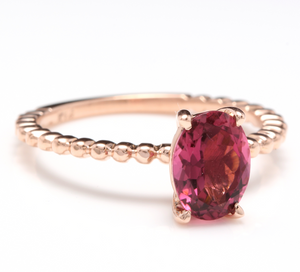 1.40 Carats Exquisite Natural Tourmaline 14K Solid Rose Gold Ring