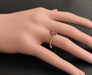 1.40 Carats Exquisite Natural Tourmaline 14K Solid Rose Gold Ring