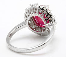Load image into Gallery viewer, 6.15 Carats Impressive Natural Red Ruby and Diamond 14K White Gold Ring