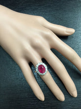 Load image into Gallery viewer, 6.15 Carats Impressive Natural Red Ruby and Diamond 14K White Gold Ring