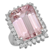 Load image into Gallery viewer, 17.00 Carats Natural Kunzite and Diamond 14K Solid White Gold Ring