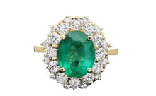 Load image into Gallery viewer, 4.90Ct Natural Emerald and Diamond 14K Solid Yellow Gold Ring