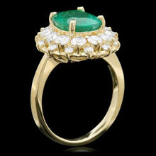 Load image into Gallery viewer, 4.90Ct Natural Emerald and Diamond 14K Solid Yellow Gold Ring