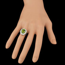 Load image into Gallery viewer, 5.60 Carats Natural Green Tourmaline and Diamond 14k Solid White Gold Ring