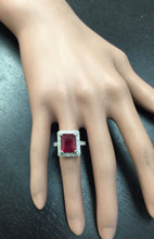 Load image into Gallery viewer, 8.05 Carats Impressive Natural Red Ruby and Diamond 14K White Gold Ring