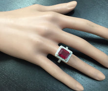 Load image into Gallery viewer, 8.05 Carats Impressive Natural Red Ruby and Diamond 14K White Gold Ring