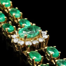 Load image into Gallery viewer, Impressive 13.30 Carats Natural Emerald &amp; Diamond 14K Solid Yellow Gold Bracelet