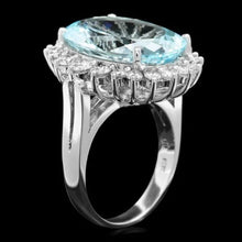 Load image into Gallery viewer, 10.10 Carats Natural Aquamarine and Diamond 14K Solid White Gold Ring
