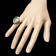Load image into Gallery viewer, 10.10 Carats Natural Aquamarine and Diamond 14K Solid White Gold Ring
