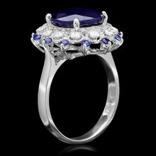 Load image into Gallery viewer, 5.60ct Natural Blue Sapphire &amp; Diamond 14k Solid White Gold Ring