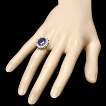 Load image into Gallery viewer, 5.60ct Natural Blue Sapphire &amp; Diamond 14k Solid White Gold Ring