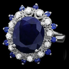 Load image into Gallery viewer, 5.60ct Natural Blue Sapphire &amp; Diamond 14k Solid White Gold Ring