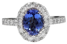 Load image into Gallery viewer, 2.30 Carats Natural Very Nice Looking Tanzanite and Diamond 14K Solid White Gold Ring