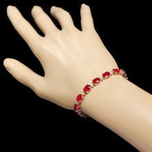 Load image into Gallery viewer, Very Impressive 26.90 Carats Natural Red Ruby &amp; Diamond 14K Solid Yellow Gold Bracelet