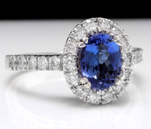 Load image into Gallery viewer, 2.30 Carats Natural Very Nice Looking Tanzanite and Diamond 14K Solid White Gold Ring
