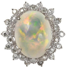 Load image into Gallery viewer, 6.73 Carats Natural Impressive Ethiopian Opal and Diamond 14K Solid White Gold Ring