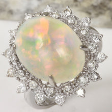 Load image into Gallery viewer, 6.73 Carats Natural Impressive Ethiopian Opal and Diamond 14K Solid White Gold Ring
