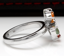 Load image into Gallery viewer, 1.75 Carats Exquisite Natural Multi-Color Sapphire and Diamond 14K Solid White Gold Ring