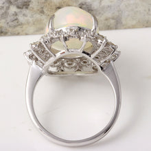Load image into Gallery viewer, 6.73 Carats Natural Impressive Ethiopian Opal and Diamond 14K Solid White Gold Ring