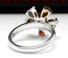 Load image into Gallery viewer, 1.75 Carats Exquisite Natural Multi-Color Sapphire and Diamond 14K Solid White Gold Ring