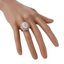 Load image into Gallery viewer, 6.73 Carats Natural Impressive Ethiopian Opal and Diamond 14K Solid White Gold Ring