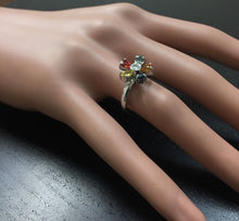 Load image into Gallery viewer, 1.75 Carats Exquisite Natural Multi-Color Sapphire and Diamond 14K Solid White Gold Ring