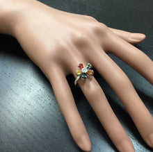 Load image into Gallery viewer, 1.75 Carats Exquisite Natural Multi-Color Sapphire and Diamond 14K Solid White Gold Ring