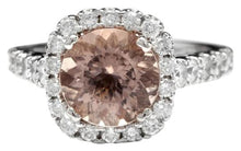 Load image into Gallery viewer, 3.85 Carats Exquisite Natural Morganite and Diamond 14K Solid White Gold Ring