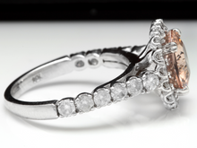 Load image into Gallery viewer, 3.85 Carats Exquisite Natural Morganite and Diamond 14K Solid White Gold Ring