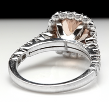 Load image into Gallery viewer, 3.85 Carats Exquisite Natural Morganite and Diamond 14K Solid White Gold Ring