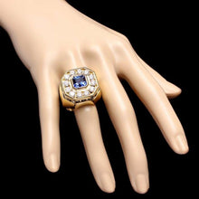 Load image into Gallery viewer, 10.50 Carats Natural Sapphire and Diamond 18k Solid Yellow Gold Men&#39;s Ring