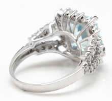 Load image into Gallery viewer, 5.50 Carats Natural Aquamarine and Diamond 14K Solid White Gold Ring