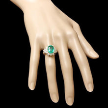 Load image into Gallery viewer, 5.90 Carats Natural Emerald and Diamond 14K Solid Yellow Gold Ring