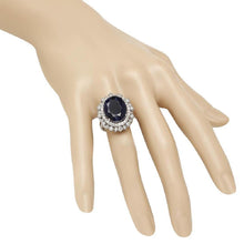 Load image into Gallery viewer, 13.90 Carats Exquisite Natural Blue Sapphire and Diamond 14K Solid White Gold Ring