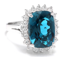 Load image into Gallery viewer, 9.75 Carats Natural Impressive London Blue Topaz and Diamond 14K Yellow Gold Ring