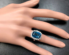 Load image into Gallery viewer, 9.75 Carats Natural Impressive London Blue Topaz and Diamond 14K Yellow Gold Ring